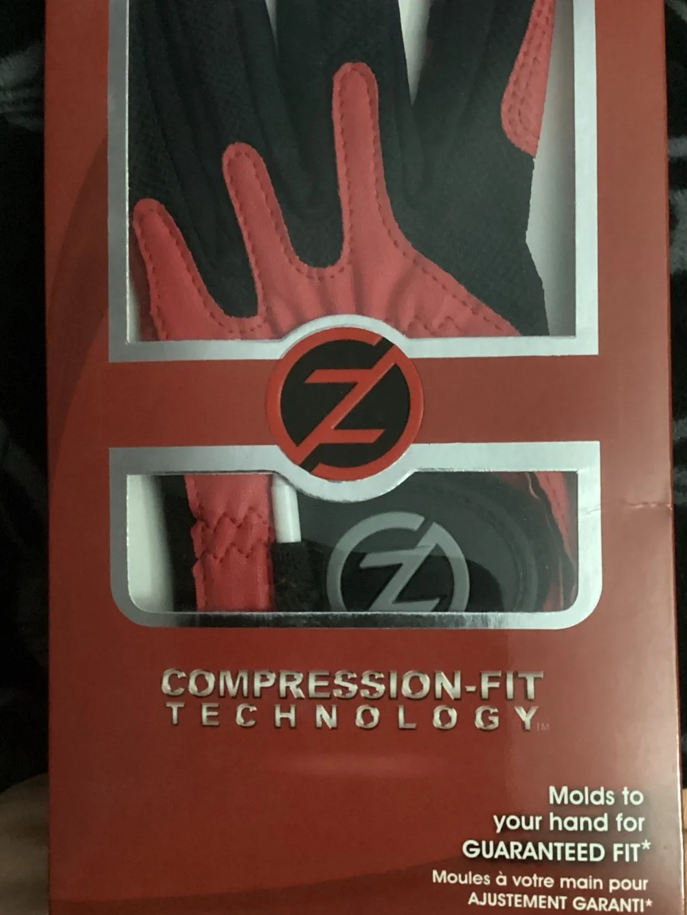 Junior Compression-Fit Golf Glove — Black & Red